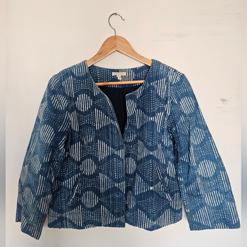 Eileen Fisher Hand Block Printed Jacket